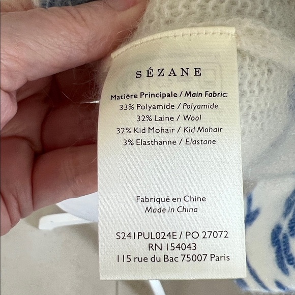 Sezane Blue and White Ivory Sweater XS - Picture 4 of 5